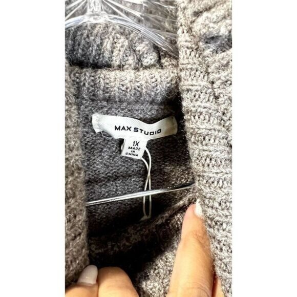 Max Studio Women's Ribbed Knit Long Sleeve Mock Neck Pullover Sweater - Picture 6 of 6